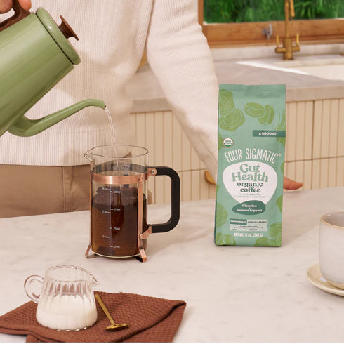 Four Sigmatic Gut-Health Organic Ground Coffee with Probiotics & Turkey Tail Mushroom, Medium Roast